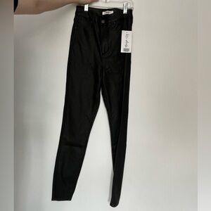 12th Tribe Black Leather Look Skinny Pants